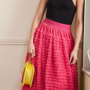 NWT Boden pink tulle layered maxi skirt
